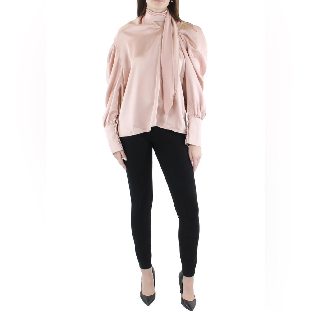 Beulah Drapey Puff Sleeve Blouse Women's M Rose Gold Long Sleeves size Small